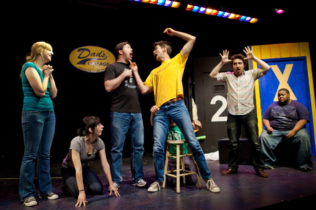 THEATRESPORTS IMPROVISERS (from left): Eve Krueger, Linnea Frye, Matt Horgan, George Faughnan, Kevin Gillese, Rickey Boynton. Photo: Stacey Bode