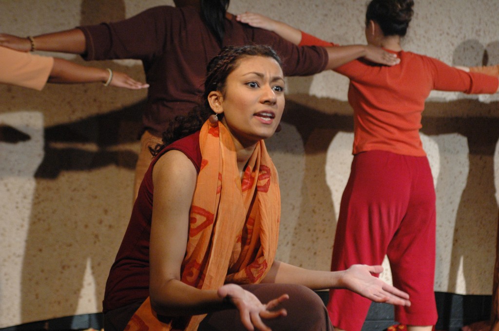 MARIUM KHALID, co-founder of SAIAH Arts International, in KSU's "You Always Go Home." Photo courtesy of KSU.  