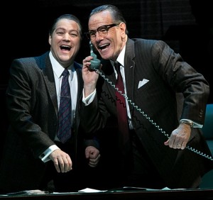 BRYAN CRANSTON (right, as LBJ) with Robert Petkoff in "All the Way."