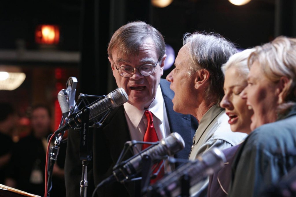 GARRISON KEILLOR (left) and friends live on the radio , onstage.