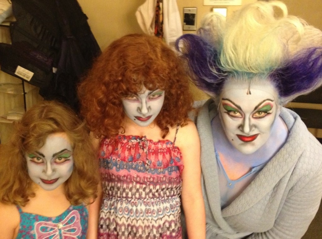 LIZ McCARTNEY with daughters Keira and Megan, in Ursula makeup, of course.