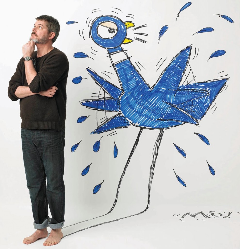 Mo Willems and his pigeon friend. Photo: Marty Umans