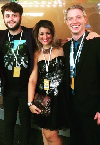 AMTF founder Benjamin Davis (right) with Jeremiah Parker Hobbs and Jessica De Maria at the 2015 New York Musical Theatre Festival.
