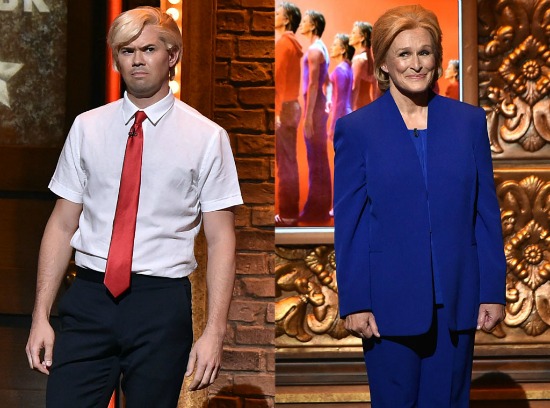 Rannells as Donald Trump, Glenn Close as Hillary Clinton in a Tony spoof. Photo: Theo Wargo/Getty Images