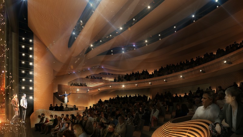The new Alliance Theatre mainstage will look something like this. Rendering by Trahan Architects