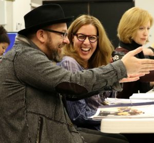 At "Troubadour's" first rehearsal (from left) Kristian Bush, Janece Shaffer and Susan V Booth. Photo: A’riel Tinter