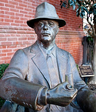 William Faulkner, bronzed. The American writer (1897-1962) is still a giant literary presence in the town he called home. Photo: The William Faulkner Society