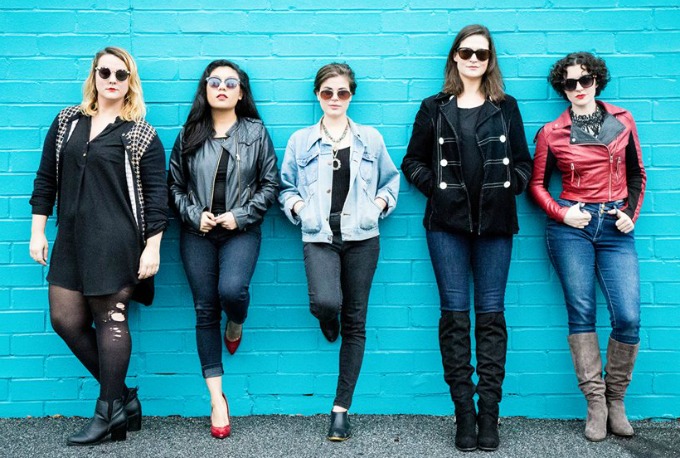 Newly Weird (from left) Julie Skrzypek , Shelli Delgado, Rebekah Sellau, Kate Donadio MacQueen and xxxx. Photo: Casey Gardner