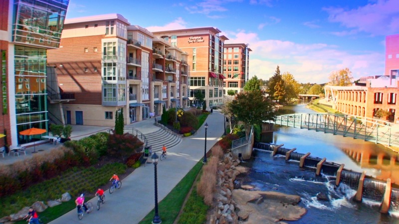 Downtown Greenville is walkable and bike-friendly. Photo: VisitGreenvilleSC 